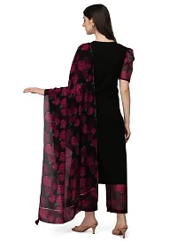 Reliable Black Silk Crepe Embroidered Kurta with Palazzo And Dupatta Set For Women-thumb2