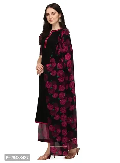 Reliable Black Silk Crepe Embroidered Kurta with Palazzo And Dupatta Set For Women-thumb2