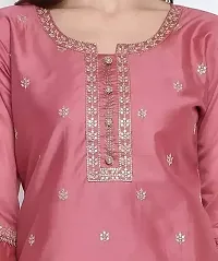 Reliable Pink Chanderi Silk Printed Kurta For Women-thumb1