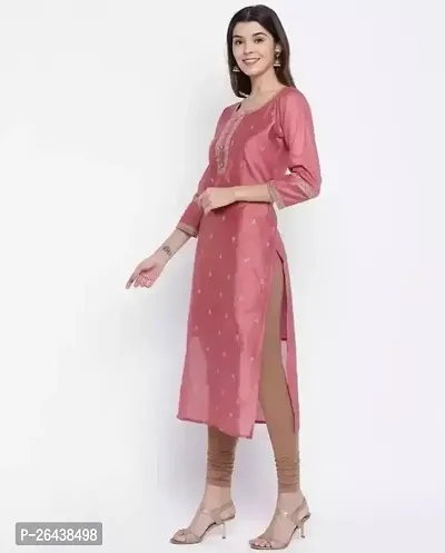 Reliable Pink Chanderi Silk Printed Kurta For Women-thumb5