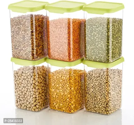 Plastic Square Container Set for Kitchen Storage - 1500ml Containers | Unbreakable  Air-Tight Designnbsp;Green-thumb0