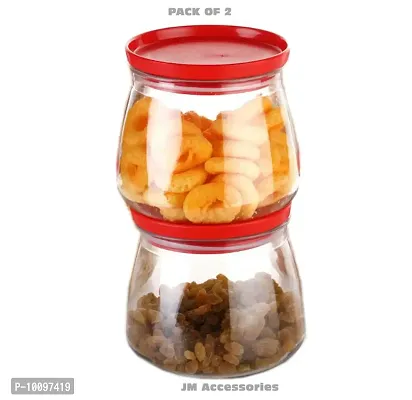 Container Jar Set For Kitchen - 900ml Set Of 2 | Jar Set For Kitchen| Air Tight Containers For Kitchen Storage RED-thumb0