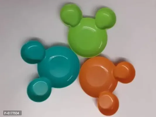 Useful Plastic Micky Plates - Set Of 3 Pieces