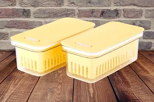 Stylish Fancy Fridge Air Tight Polypropylene Yellow Fridge Container Pack Of 2-thumb1