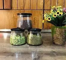 Container Jar Set For Kitchen - 900ml Set Of 6 | Jar Set For Kitchen| Air Tight Containers For Kitchen Storage Black-thumb2