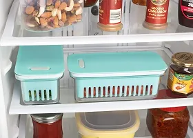 Useful Plastic Fridge Organizer Case With Removable Drain Plate -1500 Ml Each, Pack Of 2-thumb2