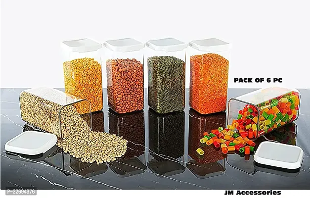 Useful Plastic Unbreakable Airtight Square Containers Set-1100 Ml Each, Pack Of 6-thumb0