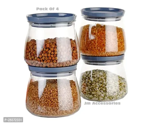 MATUKI Airtight Container Jar Set For Kitchen - 900ml Set Of 4 | Jar Set For Kitchen | Kitchen Organizer Container Set Items | Air Tight Containers For Kitchen Storage GRAY-thumb0