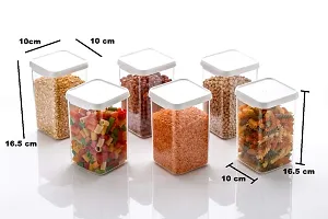 Airtight Plastic Square Kitchen containers Set (Set of 6 White)-thumb2