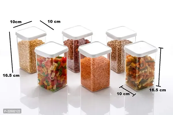 Airtight Plastic Square Kitchen containers Set (Set of 6 White)-thumb3