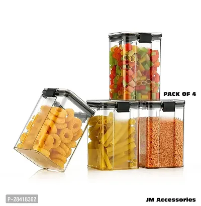 Food Storage Air Tight Lick Lock Containers, Kitchen Storage Containers with Lids for Rice and Cereal, Plastic Dry Food Canisters for Pantry Organization and Storage (1100 ML-Pack Of 4)-thumb0