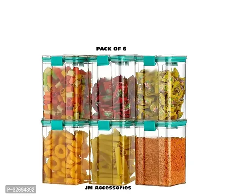 Useful Plastic Unbreakable Airtight Square Containers Set-1100 Ml Each, Pack Of 6-thumb0