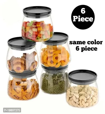 Container Jar Set For Kitchen - 900ml Set Of 6 | Jar Set For Kitchen| Air Tight Containers For Kitchen Storage Black-thumb0