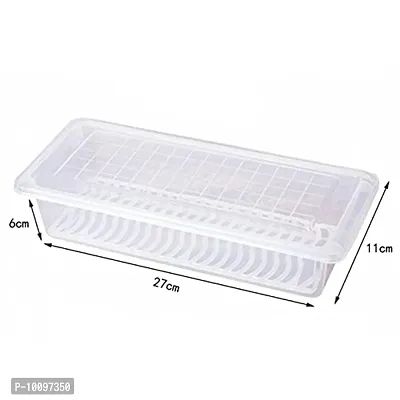 Fridge Storage Container - Pack of 2 - Vegetable Storage Box with Removable Drain Plate, Stackable Freezer Storage Container, 1500 ml, Transparent, polypropylene-thumb3