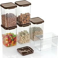Plastic Square Container Set for Kitchen Storage - 1500ml Containers | Unbreakable  Air-Tight Design Brown-thumb1