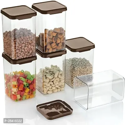 Plastic Square Container Set for Kitchen Storage - 1500ml Containers | Unbreakable  Air-Tight Design Brown-thumb2