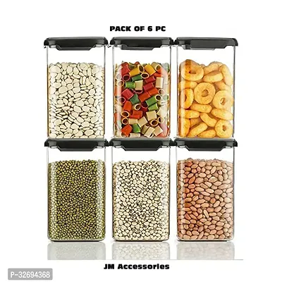 Useful Plastic Unbreakable Airtight Square Containers Set-1100 Ml Each, Pack Of 6-thumb0