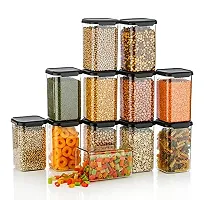 Plastic Square Container Set for Kitchen Storage - 1500ml Containers | Unbreakable  Air-Tight Designnbsp;Black-thumb3