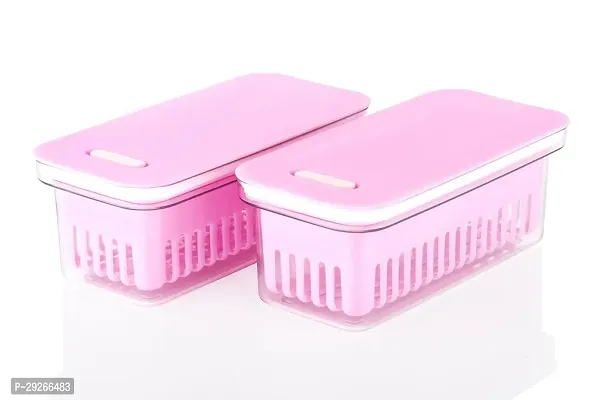 JM Accessories Fridge Air Tight Polypropylene pink Fridge Container pack of 2-thumb0