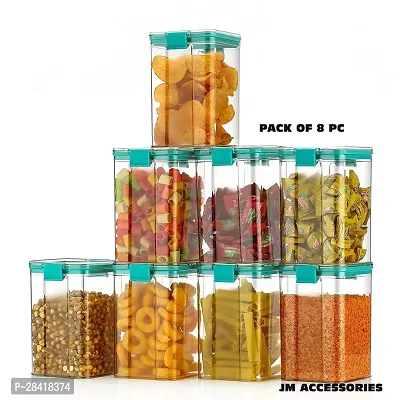 Food Storage Air Tight Lick Lock Containers, Kitchen Storage Containers with Lids for Rice and Cereal, Plastic Dry Food Canisters for Pantry Organization and Storage (1100 ML-Pack Of 8)