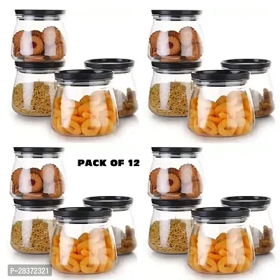 MATUKI Airtight Container Jar Set For Kitchen - 900ml Set Of 12 | Jar Set For Kitchen | Kitchen Organizer Container Set Items | Air Tight Containers For Kitchen Storage BLACK