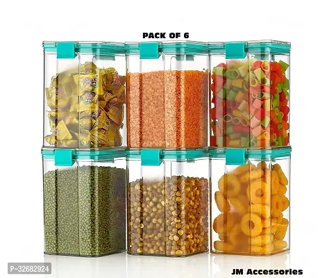 Plastic Dry Food Canisters for Pantry Organization and Storage (1100 ML-Pack Of 6)-thumb0