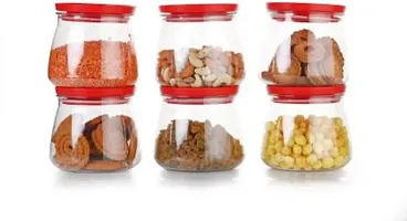 Useful Plastic Glass Jar With Air Tight And Leak Proof Lid- Pack Of 6-thumb1