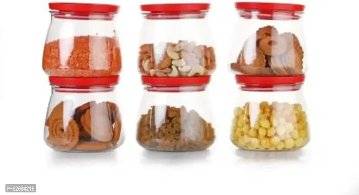 Useful Plastic Glass Jar With Air Tight And Leak Proof Lid- Pack Of 6-thumb2