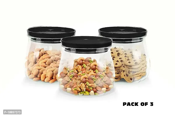 Container Jar Set For Kitchen - 900ml Set Of 3 | Jar Set For Kitchen| Air Tight Containers For Kitchen Storage Black