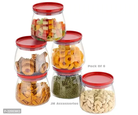 Container Jar Set For Kitchen 900Ml Set Of 6 Red-thumb0