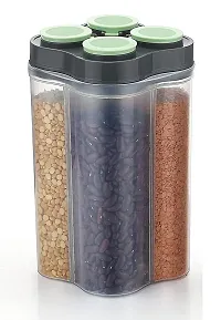 Airtight Transparent Plastic Lock Food Storage 4 Section Container Jar-thumb1