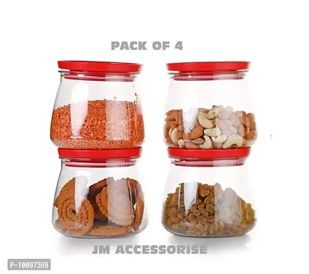 Container Jar Set For Kitchen - 900ml Set Of 4 | Jar Set For Kitchen| Air Tight Containers For Kitchen Storage Red-thumb0