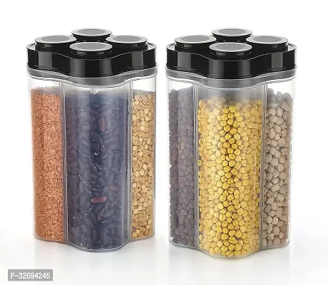 Useful Plastic 4-Section Containers- Pack Of 2-thumb0