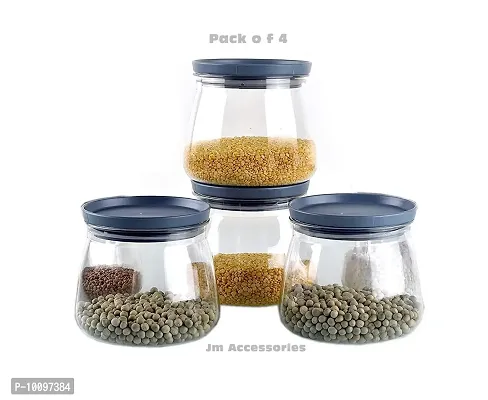 Container Jar Set For Kitchen - 900ml Set Of 4 | Jar Set For Kitchen| Air Tight Containers For Kitchen Storage Gray-thumb0