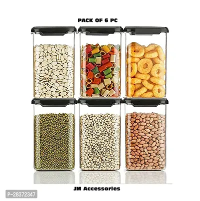 Airtight Plastic Square Container Set for Kitchen Storage - 1100ml Containers | Unbreakable  Air-Tight Design | Container  Kitchen containers Set (Set of 6 Black)-thumb0