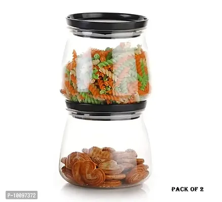 Container Jar Set For Kitchen - 900ml Set Of 2 | Jar Set For Kitchen| Air Tight Containers For Kitchen Storage Black