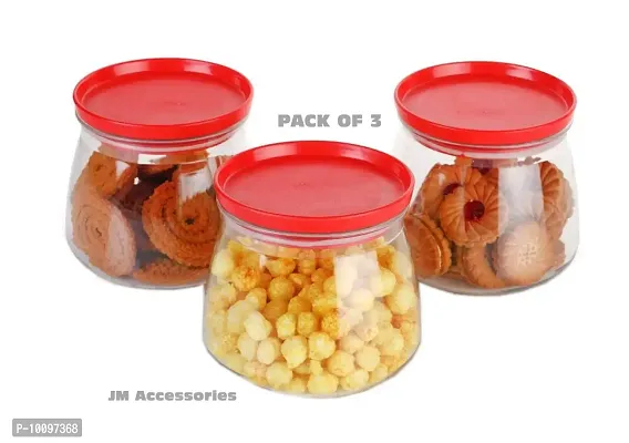 Container Jar Set For Kitchen - 900ml Set Of 3 | Jar Set For Kitchen| Air Tight Containers For Kitchen Storage Red-thumb0