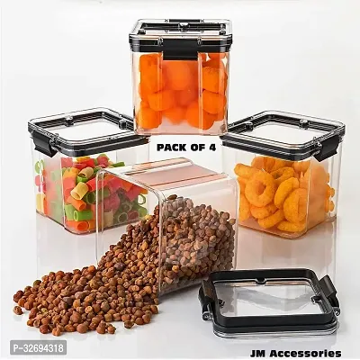 Useful Plastic Airtight Containers Jar Set -600 Ml Each, Pack Of 4-thumb0