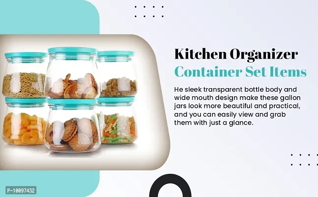 Container Jar Set For Kitchen - 900ml Set Of 6 | Jar Set For Kitchen| Air Tight Containers For Kitchen Storage GREEN-thumb3