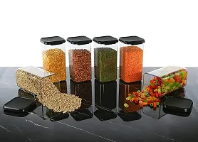 Airtight Plastic Square Container Set for Kitchen Storage - 1100ml (Set of 6 Black)-thumb1