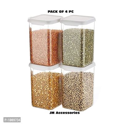 Airtight Plastic Square Container Set for Kitchen Storage - 1100ml Containers | Unbreakable And Air-Tight Design | Container And Kitchen containers Set  Set of 4 White