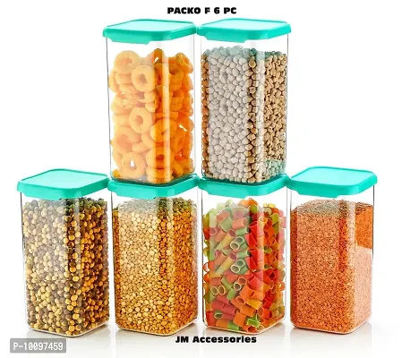 Airtight Plastic Square Container Set for Kitchen Storage - 1100ml Containers | Unbreakable And Air-Tight Design | Container And Kitchen containers Set  Set of 6 Green