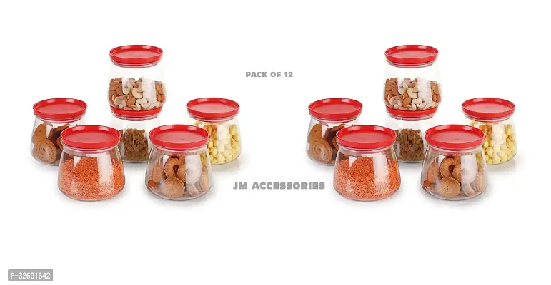 Container Jar Set For Kitchen - 900Ml Set Of 12 , Red-thumb0