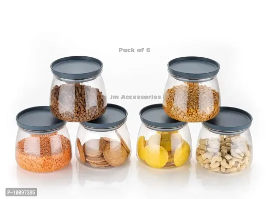 Container Jar Set For Kitchen - 900ml Set Of 6 | Jar Set For Kitchen| Air Tight Containers For Kitchen Storage Gray-thumb0