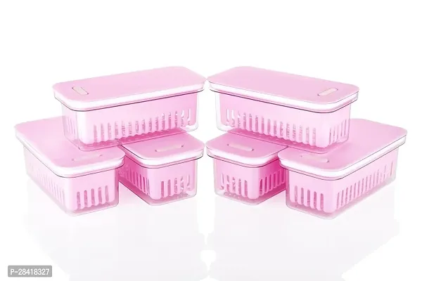 500ml Fridge Food Storage Boxes Set Of 2 | Plastic Stackable Canister Set | Food Grade  BPA Free Kitchen Organizer [Transparent] [PINK]-thumb4