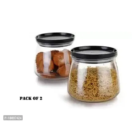 Container Jar Set For Kitchen - 900ml Set Of 2 | Jar Set For Kitchen| Air Tight Containers For Kitchen Storage BLACK