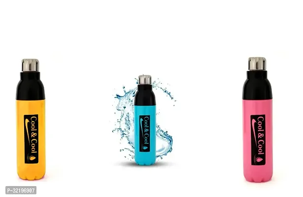 Stylish Steel Printed Water Bottle Pack of 3