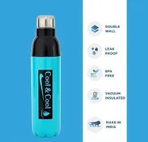 Stylish Diamond Design Cool Plastic Insulated Water Bottle 1000ml Blue (Pack of 1)-thumb1