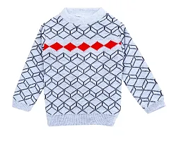 Boys  Girls Colorblock Round Neck Grey color Sweater-thumb1