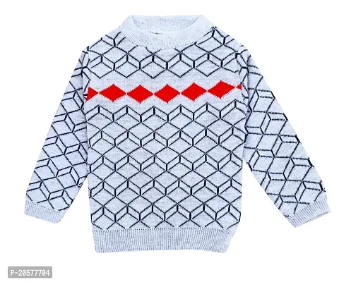 Boys  Girls Colorblock Round Neck Grey color Sweater-thumb2